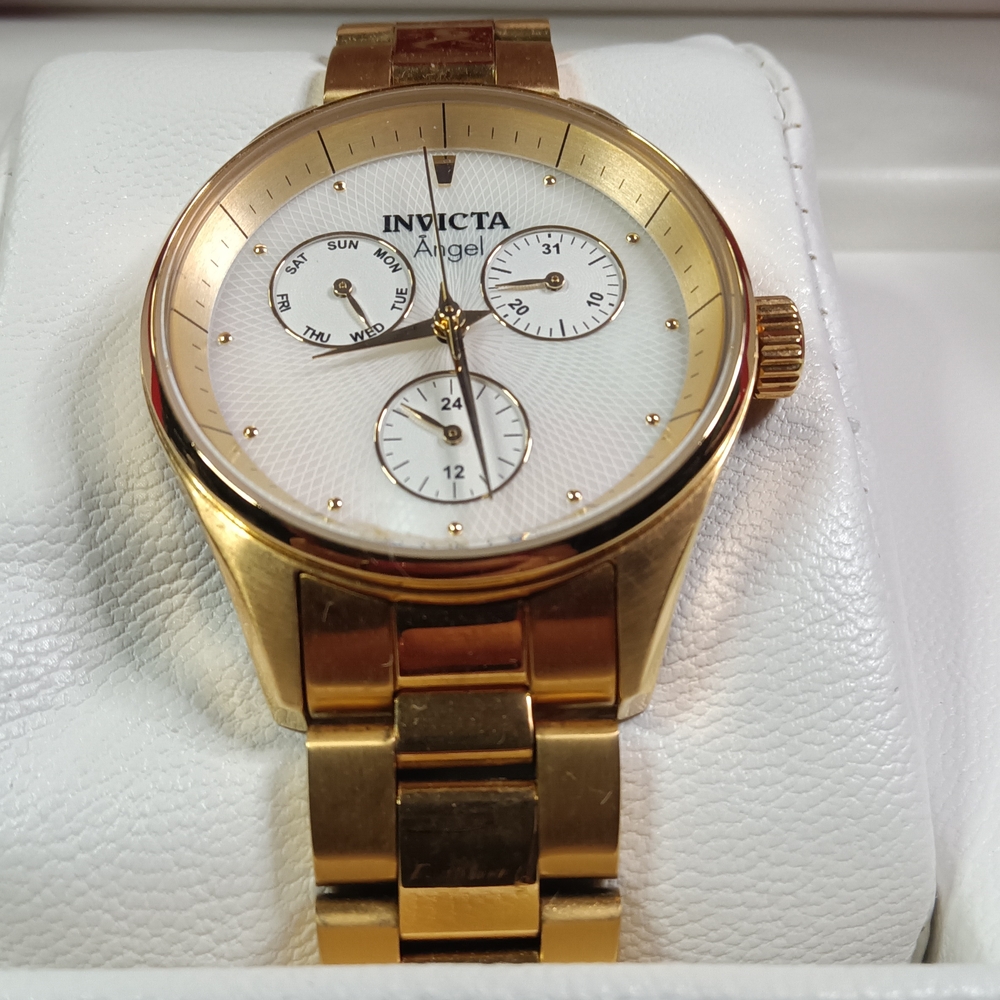 Invicta Angel Gold Watch with White Dial